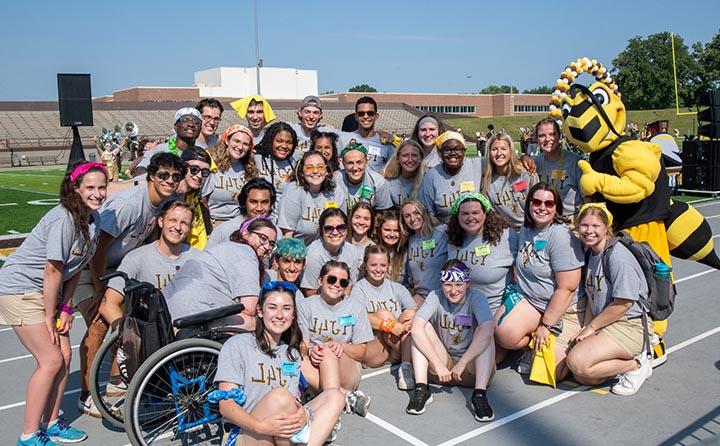 Photo of BW Students and Stinger Mascot